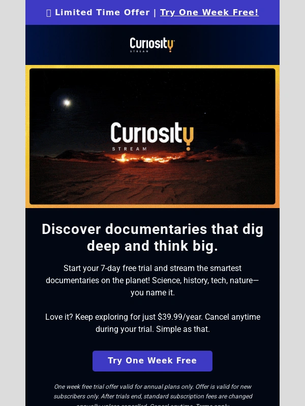 CuriosityStream - Start your free trial today! ??️?