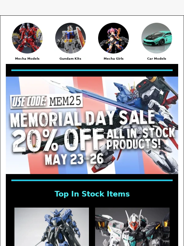 USA Gundam Store - ❗Last Chance for 20% OFF Memorial Day Sale!