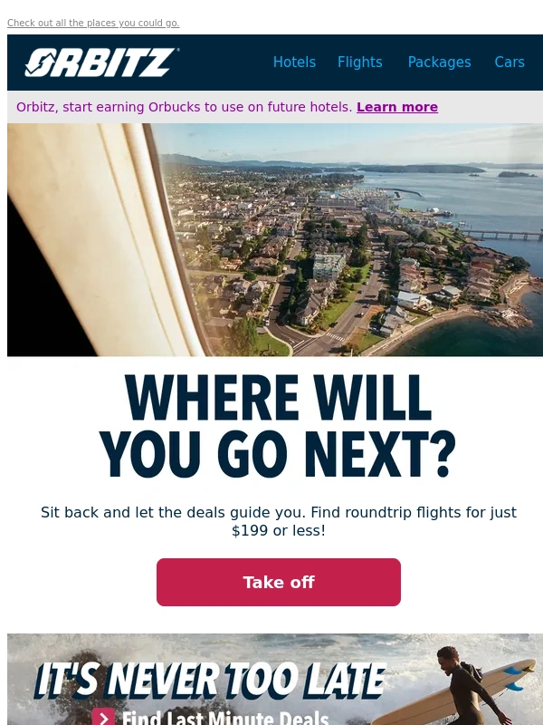 Orbitz - Flights under $199 roundtrip? It's happening! ✈️
