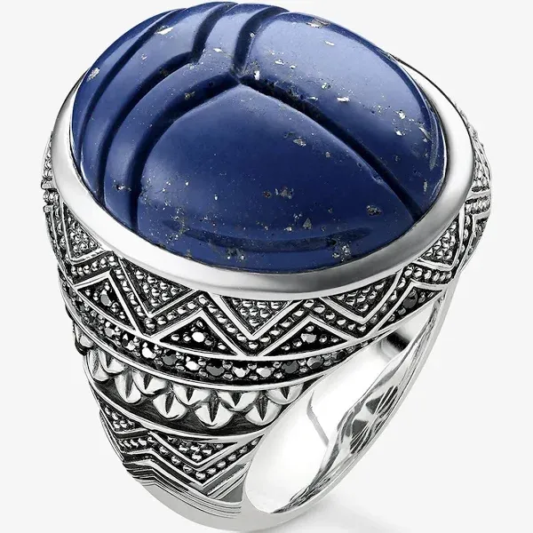 THOMAS SABO Ring blue scarab 925 Sterling silver blackened