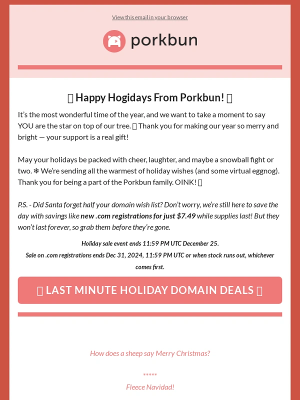 Porkbun - ? Happy Hogidays from Porkbun! ?
