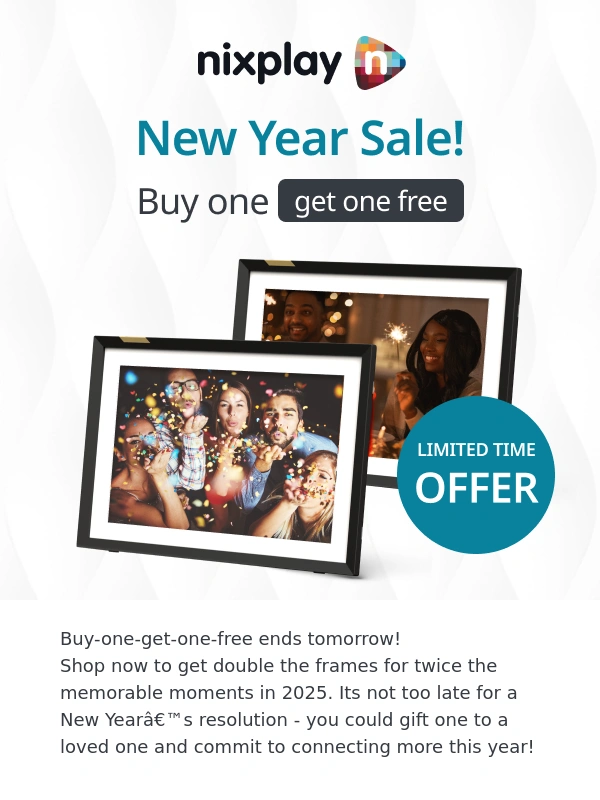 nixplay - Ends tomorrow: buy one get one free!
