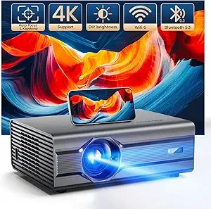 [Auto Focus/4K Support] Projector with WiFi 6 and Bluetooth 5.2, 850ANSI Native 1080P Outdoor Movie Projector, iSinbox Vertical Keystone Smart Projector 50% Zoom for iOS/Android/TV Stick