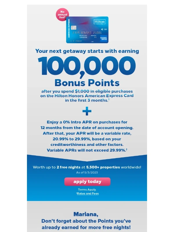 American Express - You could earn 100,000 Bonus Points