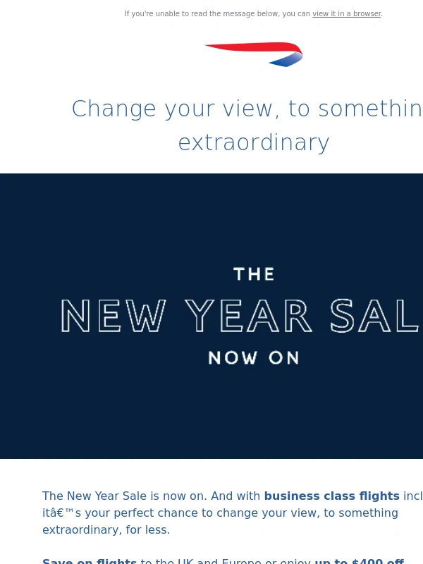 British Airways - The New Year Sale is on,British Airways