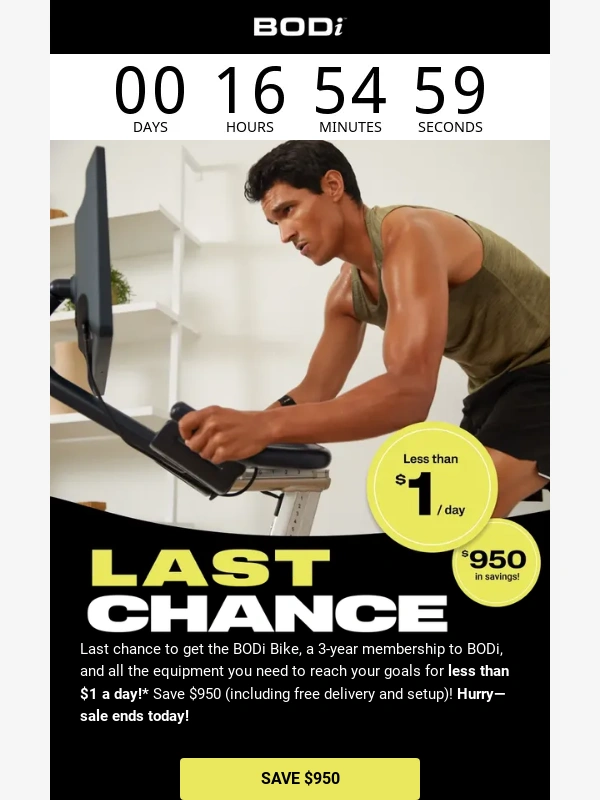 Beachbody On Demand - LAST CHANCE: Save $950 on the BODi Bike! ?