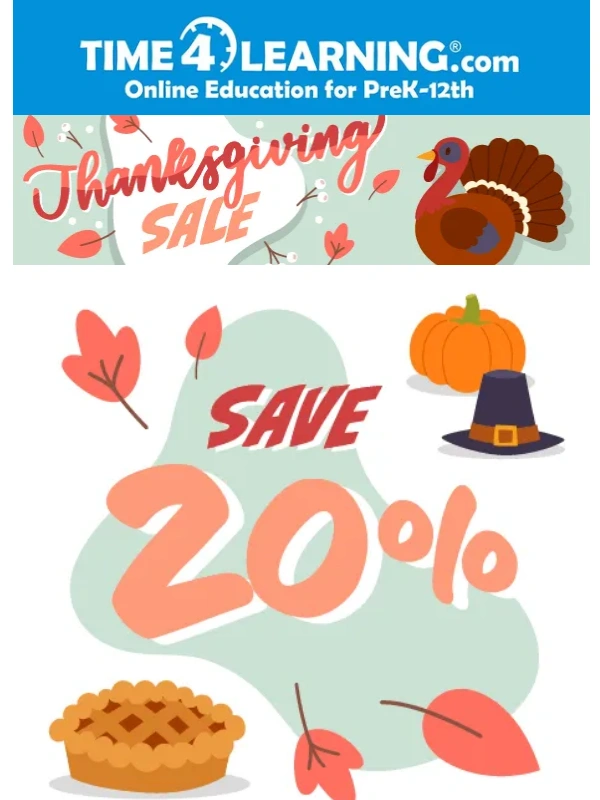 Time4Learning - Sale Extended! Save 20% on a full year of learning at the current rate