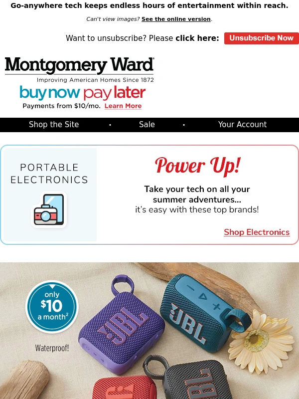 Montgomery Ward - Supercharge Summer Fun with Portable Electronics!
