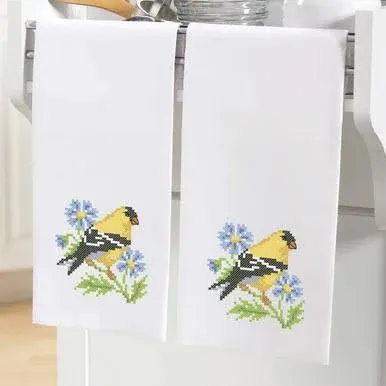 Herrschners Floral Finch Towel Pair