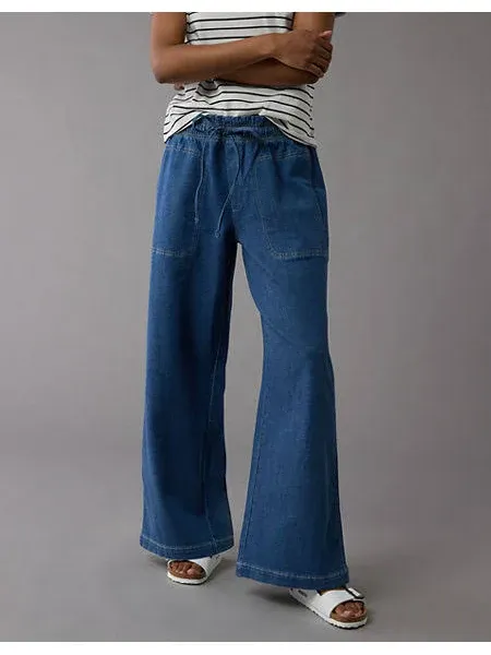 Ae Dreamy Drape Linen-Blend Pull-On Pants