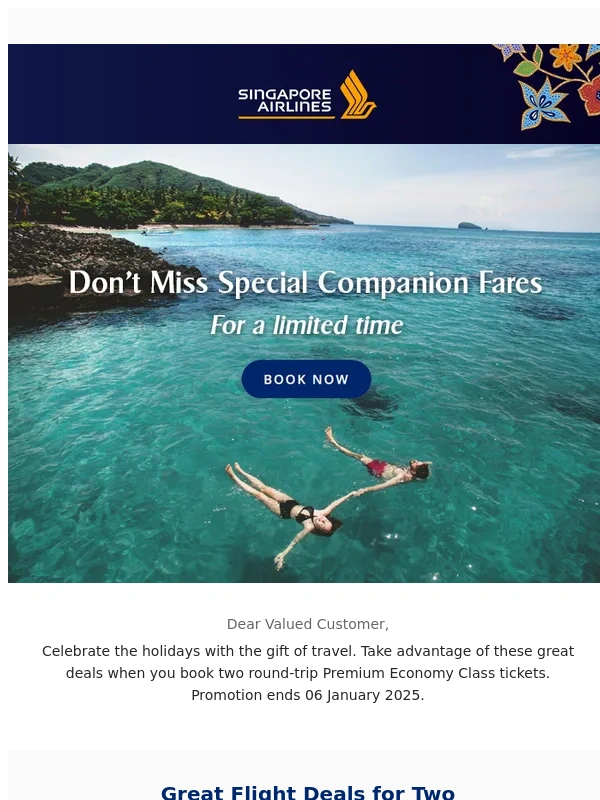 Singapore Airlines - Enjoy special fares when you travel together