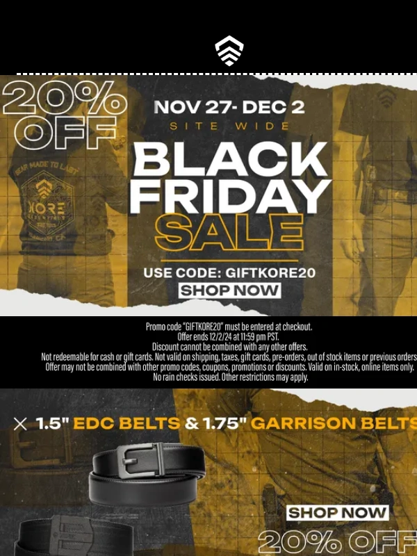 Kore Essentials - Black Friday Sale Starts NOW! ?