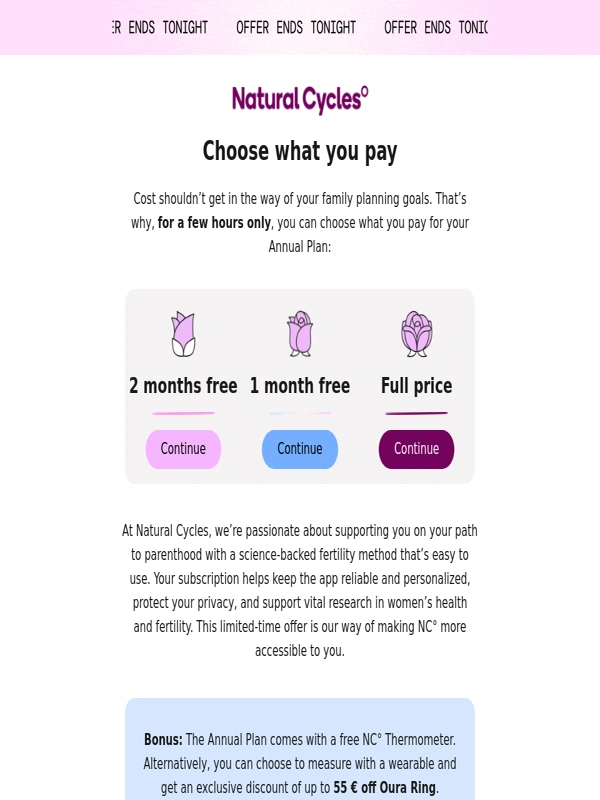 natural cycles - Ends tonight! CHOOSE what you pay for a personalized fertility tracker