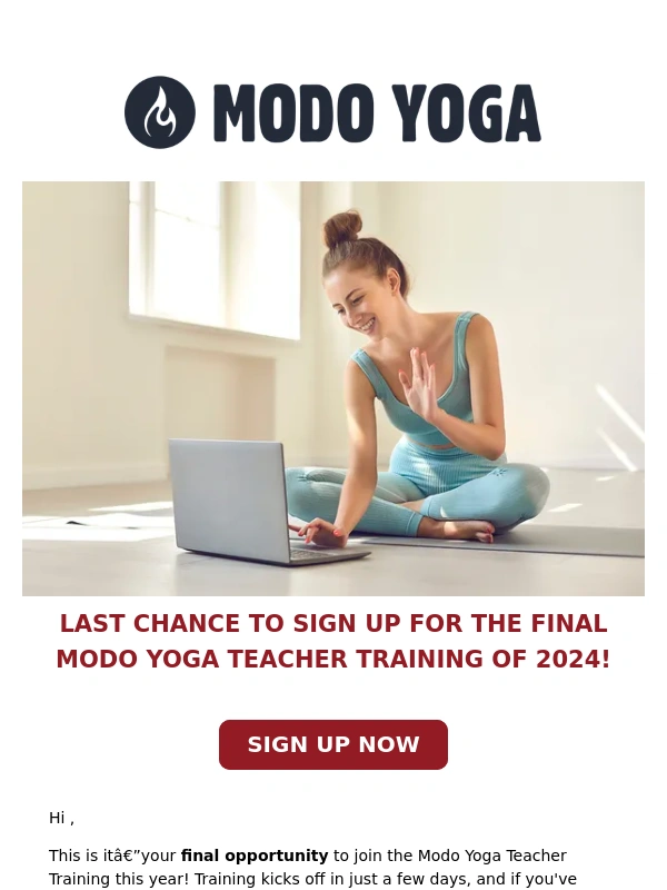 Modo Yoga - ? Last Chance to become a Yoga Teacher in 2024