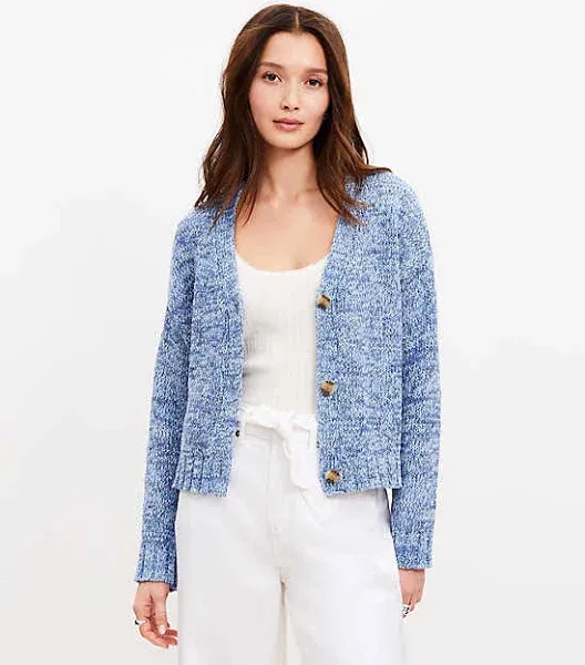 Loft Women's Marled Easy V-Neck Cardigan Sweater