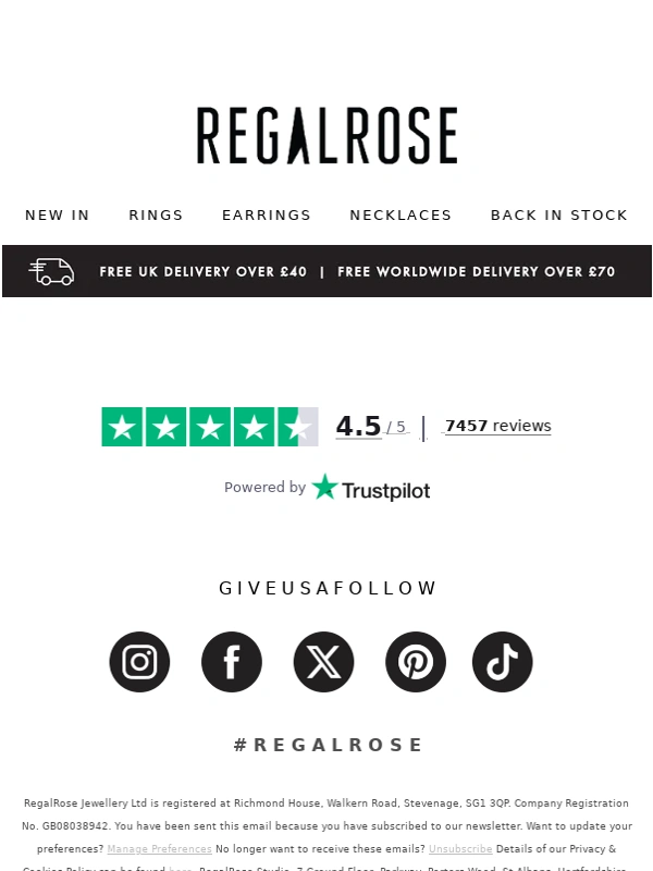 Regalrose - A Weekend Love Affair ? 20% OFF Everything