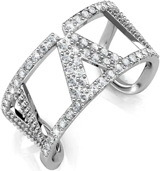Matashi Gold Plated Womens Open Back V Ring W Crystals