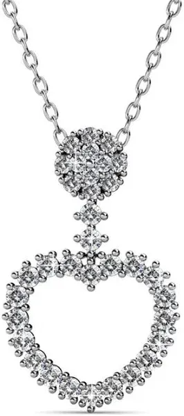 Cate & Chloe Brynn 18k White Gold Plated Heart Pendant Necklace with Swarovski Crystals