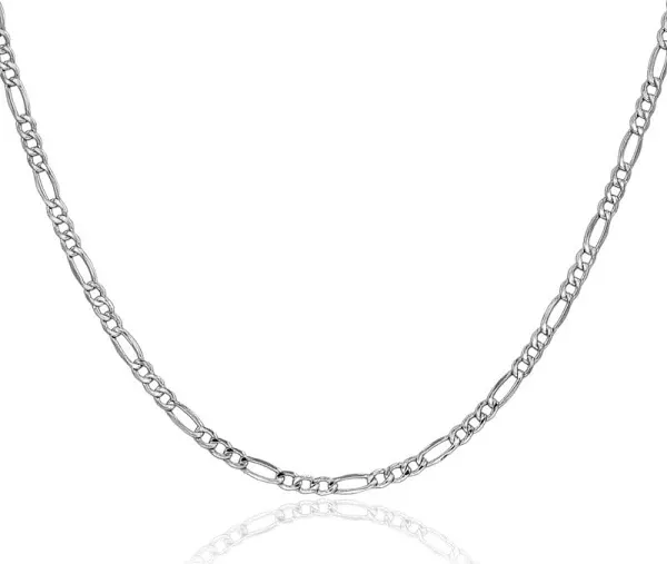 14K Solid White Gold 2.5mm Figaro Link Chain Necklace