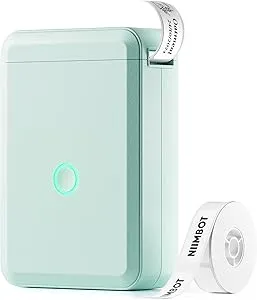 NIIMBOT D110 Label Maker Machine with Tape, Small Label Printer Bluetooth Connection Multiple Templates Available for Phone Easy to Use for Office Home Organization Rechargeable, Light Green