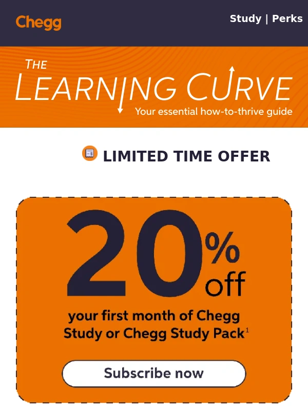 Chegg - Don’t miss out: 20% off your subscription