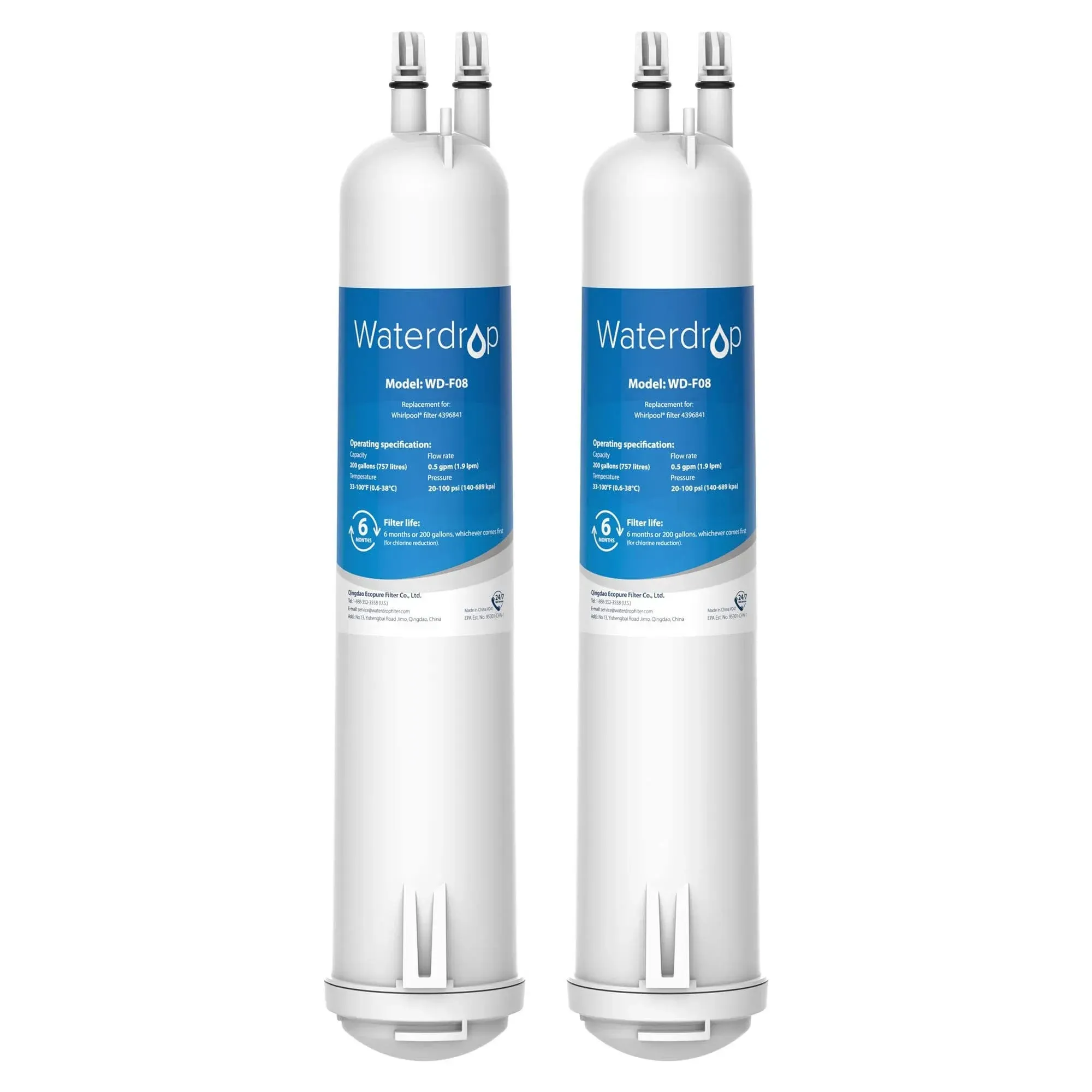 Waterdrop EDR3RXD1 Replacement for Everydrop® Filter 3, 4396841, 4396710, Kenmore® 46-9083, 46-9030, WD-F08 Refrigerator Water Filter, 3 Filters
