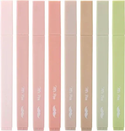 Mr. Pen Aesthetic Highlighters 8 Pcs Chisel Tip