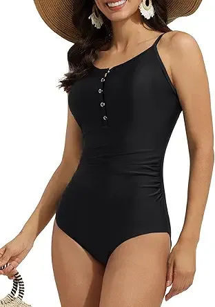 Baleaf Women's Button up One Piece Swimsuits Tummy Control