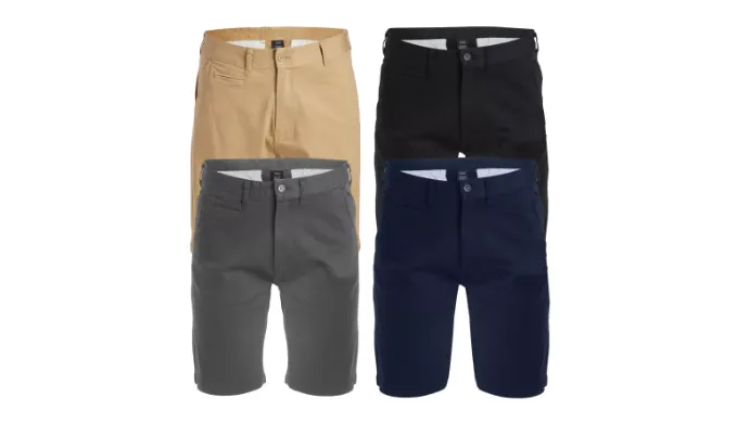 Mens Cotton Flex Stretch Button Closure Chino Shorts (Sizes 30-42) NEW FREE SHIP