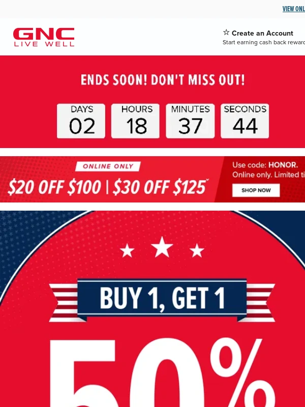 GNC - ⏳ Time’s Almost Up: BOGO 50% Off Ends Soon!