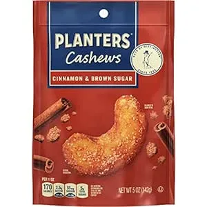 PLANTERS Cashews Cinnamon & Brown Sugar - Trail Mix Snack Pack - Snacks with Cinnamon & Brown Sugar, Snack Pack, Party Trail Mix, 5 Oz Bag