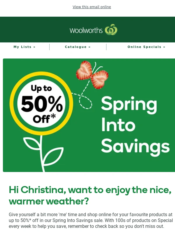 Woolworths - Spring into savings when you shop online ?
