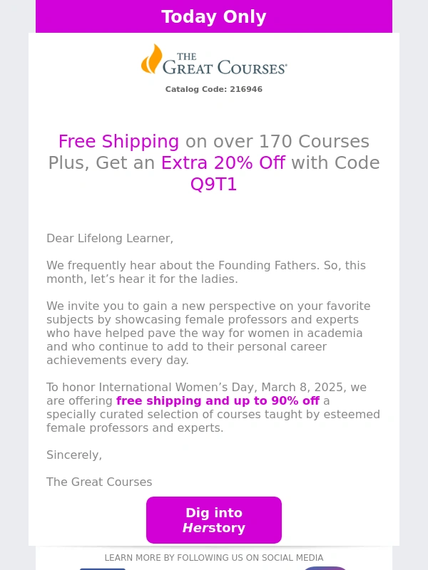 The Great Courses - Up to 90% Off + Free Shipping + 20% Off
