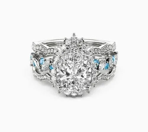 Call of The Ocean Pear Cut Replica Bridal Set