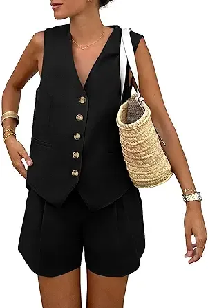 Women's Summer 2 Piece Sleeveless Matching Set