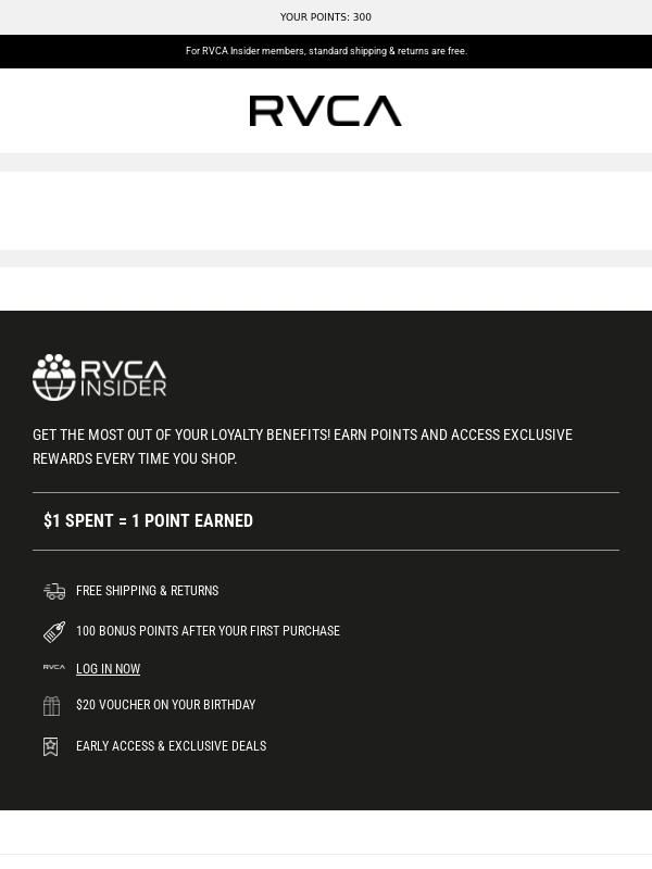 Rvca - RVCA Spend and Save has Launched