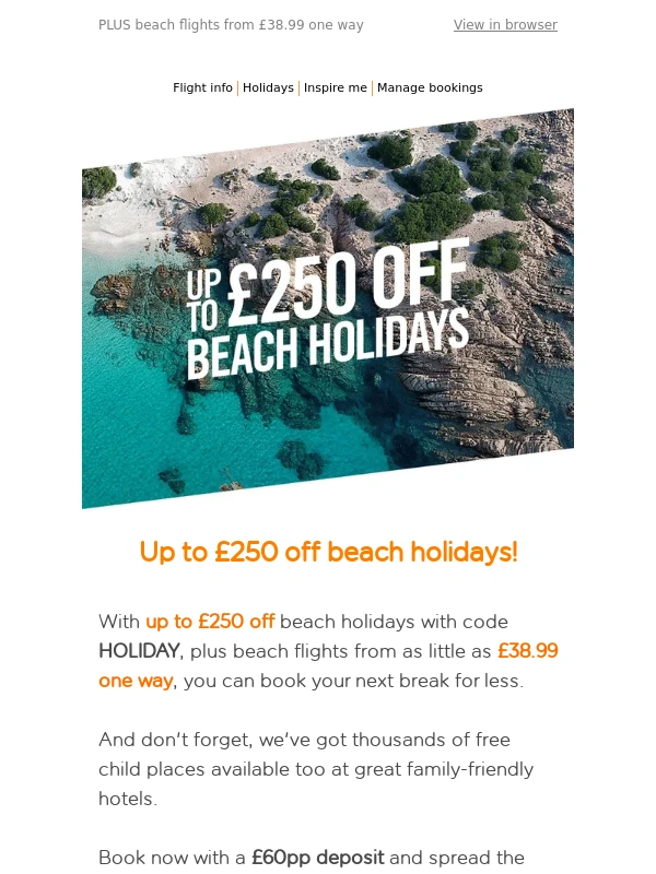 easyJet - Up to £250 off beach holidays ?️