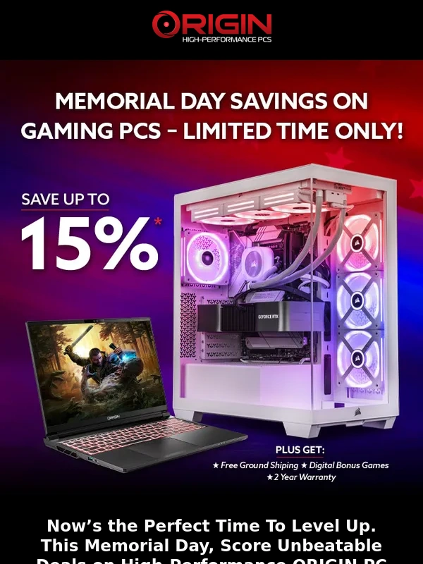 Origin PC - Memorial Day Deals Just Dropped – Save Up to 15%