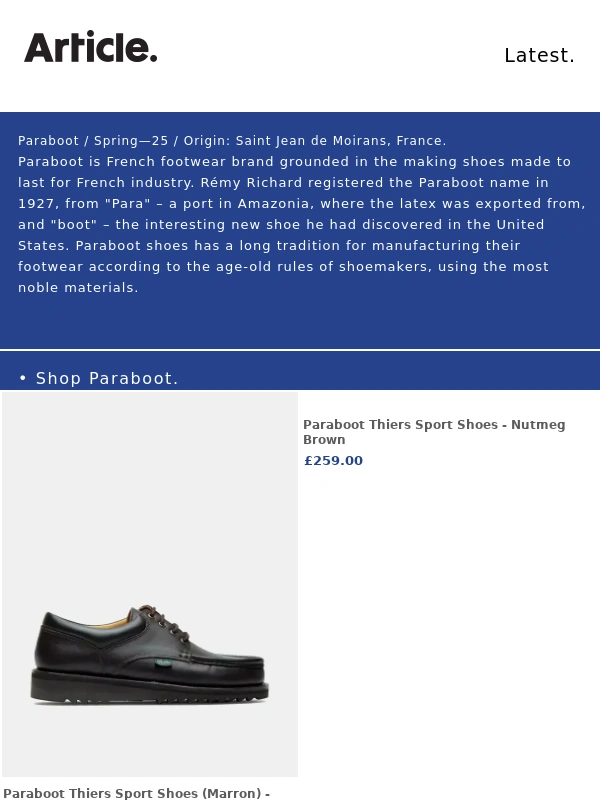 Article - NEW: Paraboot Spring Shoes / Latest: Shirting. ?