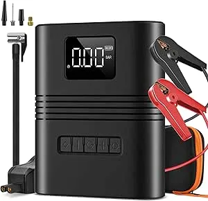 Xilpo 4000A Portable Car Battery Jump Starter with 150PSL Air Compressor,Jump Starter Battery Pack (up to 10.0L Gasoline and 8.0L Diesel Engine),12V Jump Box with Jumper Cables,Lights