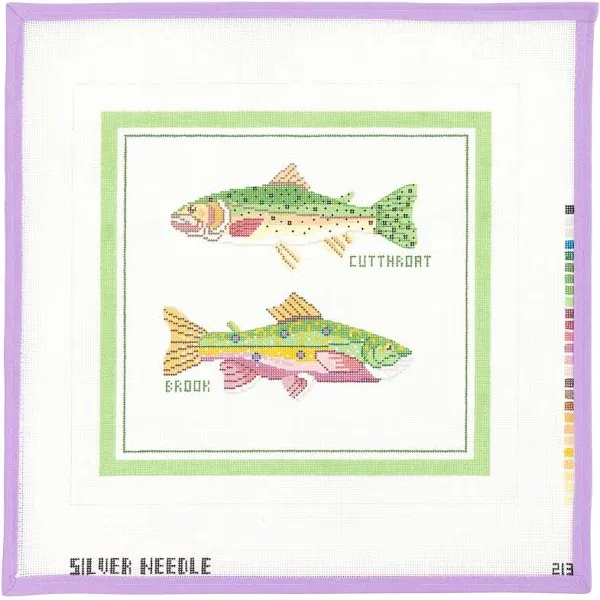 Cutthroat & Brook Trout Needlepoint Canvas from Lycette Designs. Needlepoint canvases, fibers, and finishing.