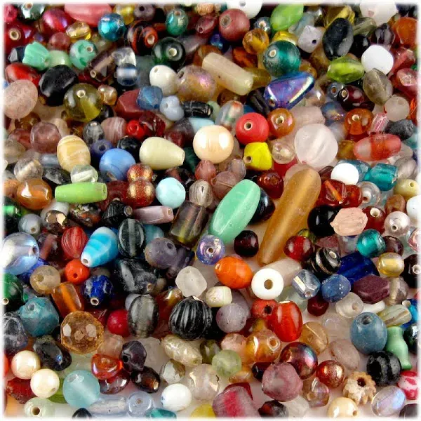The Crafts Outlet Bulk Assorted Shapes and Sizes Glass Beads