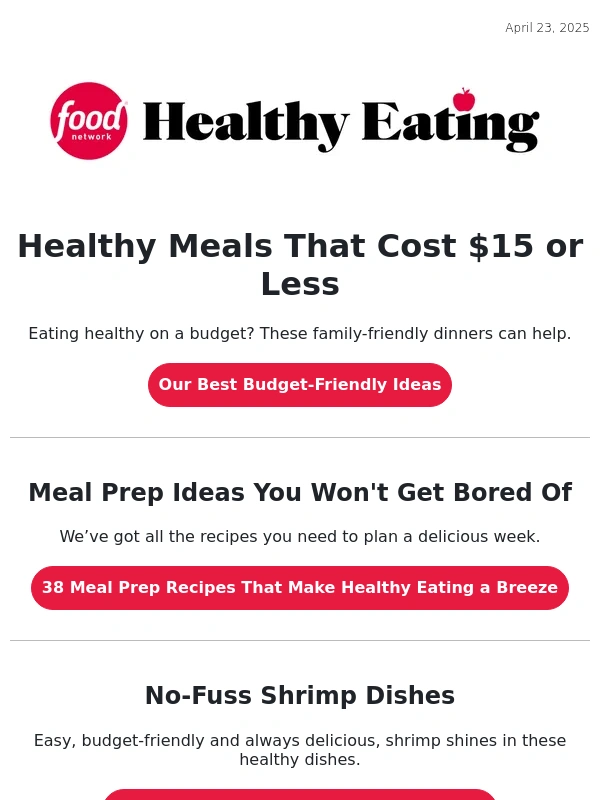 Food Network - 15 Healthy Dinners That Cost $15 or Less