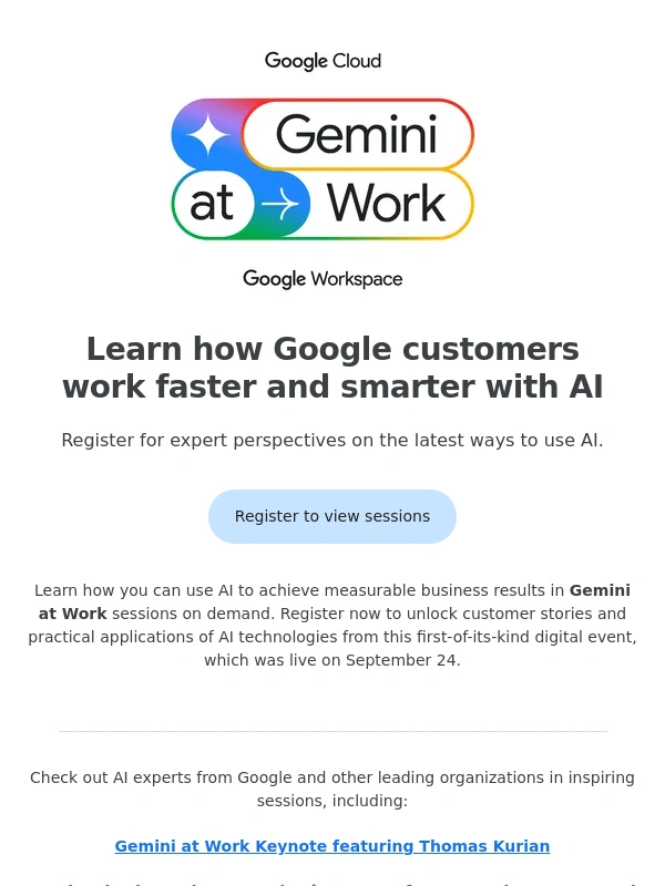 Google Workspace - View Gemini at Work sessions on demand