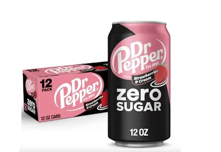 Dr Pepper Strawberries & Cream Zero Sugar, 12 ct