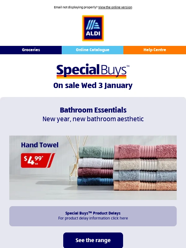 ALDI Liquor - On sale Wed 3 Jan - Bathroom and Bedroom Essentials