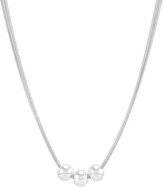 Silpada x Helzberg Sterling Silver Three-Bead Snake Chain Necklace