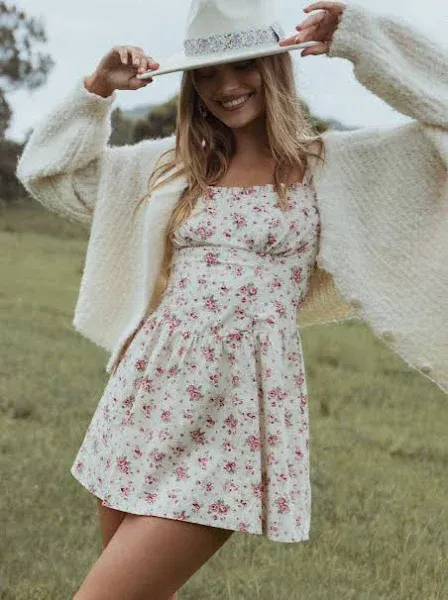 Petal & Pup Women's Isobelle Floral Puff Sleeve Cotton Mini Sundress