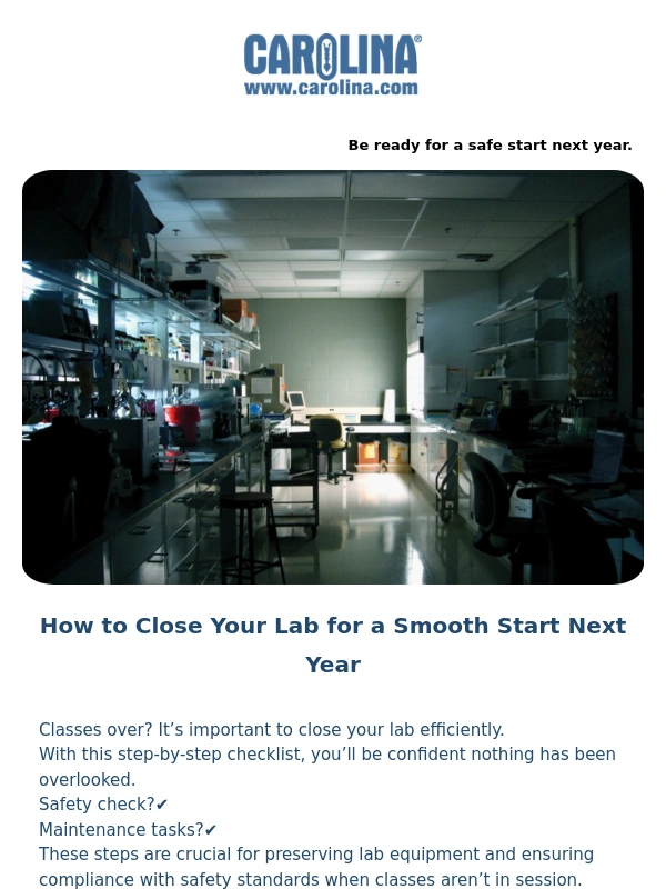 Carolina - Get a no-stress checklist for efficiently closing your lab
