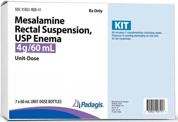Mesalamine Rectal Suspension Enema Kit 4 grams per 60 mL x7/Pack